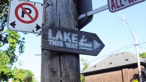 Lake This Way sign, Cabbagetown, Toronto