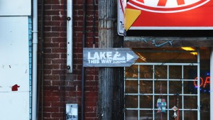Lake This Way sign, Cabbagetown, Toronto